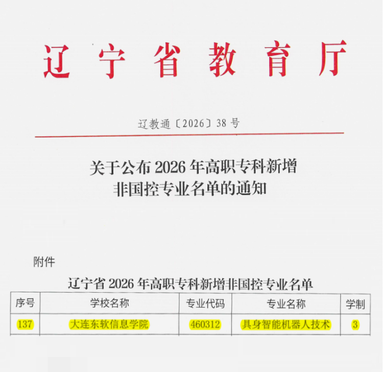辽宁省唯一！我校新增“具身智能机器人技术”专业